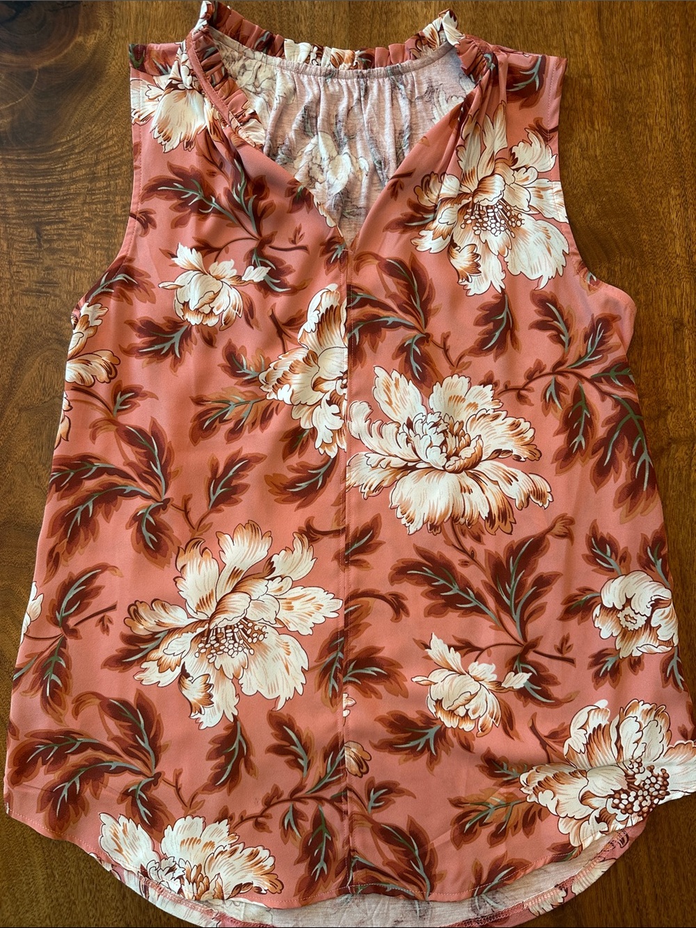 LOFT Rust Floral Sleeveless Blouse